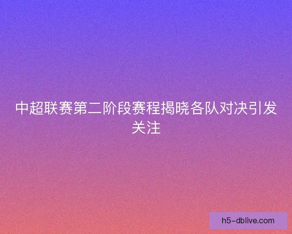 中超联赛第二阶段赛程揭晓各队对决引发关注